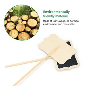 KINGLAKE 20 Pcs Wood Chalkboard Plant Tag, Wooden Stakes Plant Labels Blackboard Garden Tags