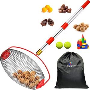 large nut gatherer rolling nut harvester ball picker adjustable lightweight outdoor manual tools picker collector walnuts pecans golf nerf darts and ball 1” to 3” in size (7.48 * 12.6in)