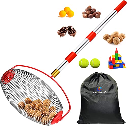 Large Nut Gatherer Rolling Nut Harvester Ball Picker Adjustable Lightweight Outdoor Manual Tools Picker Collector Walnuts Pecans Golf Nerf Darts and Ball 1'' to 3'' in Size (7.48 * 12.6in)