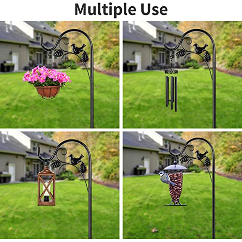 Adorafur Outdoor Shepherd Hook 49 inch Metal Bird Ornament Hanger Heavy Duty Garden Pole for Hanging Hummingbird Feeder Solar Light Lanterns Plant Basket 3/4 inch - 2 Pack