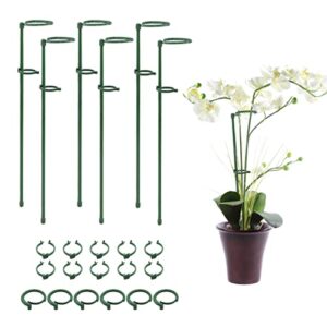 plant support stakes garden stakes plant sticks single stem flower stakes, gaginang 6 pcs plant cage stakes rings with fixed buckle for plant flowers orchid peony rose – 16 inches