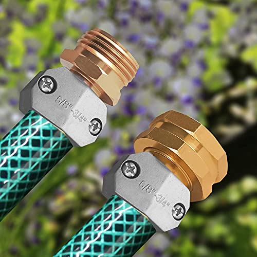 Hourleey Garden Hose Repair Fittings, Zinc and Aluminum Male and Female Hose End Water Hose Repair Connector, 4 Pack