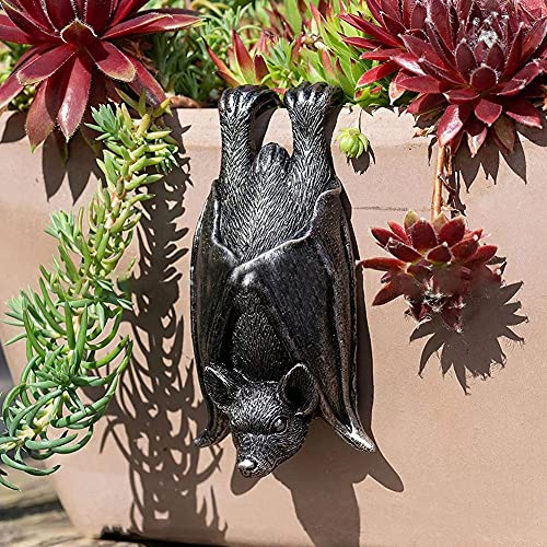 Helloween Bat Statue Garden Decor Plant Pot Hugger Resin Flower Pot and Vase Hugger Planter Pot Hanger Hanging Bat Figurines Lawn Sculptures Outdoor Ornaments Home Office Decoration