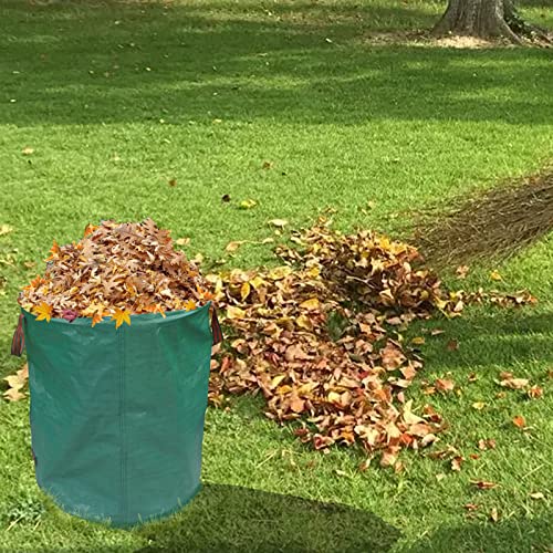 luseiya Upgrade Adjustable Leaf Rake - Garden Dustpan-Type Bag 53 Gallons and Standable Yard Waste Bag 72 Gallons for Collecting Leaves, Professional Reusable Lawn Leaf Waste Bags（Green）