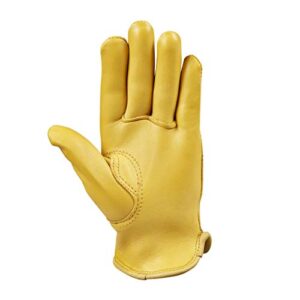 Saranac Woodlands Deerskin Gloves for Women, Gold - Soft, Unlined Leather Work Gloves, Medium