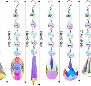 Sun Catchers with Crystals, 8 Pcs Hanging Crystals Suncatchers for Windows, Sun Catchers Indoor Window Prism Suncatcher Chandelier Ornament Home Garden Christmas Decoration