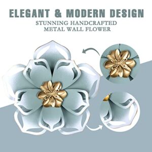 Reflinto Farmhouse Metal Flower Wall Decor 9.5inches 3D Wall Sculptures Flowers for Bedroom, Bathroom, Office, Nursery - Rustic Metal Outdoor Wall Art for Fence, Porch, Gallery, Yard, Garden