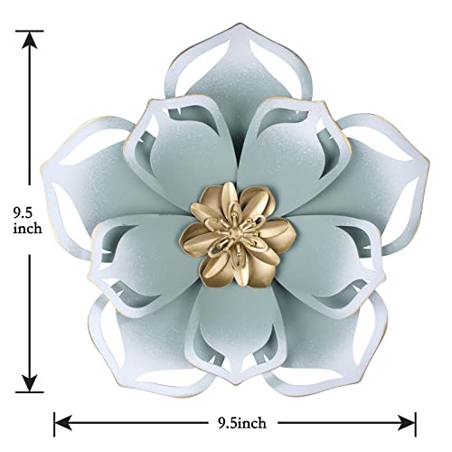 Reflinto Farmhouse Metal Flower Wall Decor 9.5inches 3D Wall Sculptures Flowers for Bedroom, Bathroom, Office, Nursery - Rustic Metal Outdoor Wall Art for Fence, Porch, Gallery, Yard, Garden