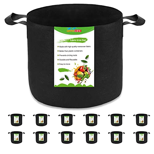 OPPOLIFE 12-Pack 5 Gallon Plant Grow Bags, Heavy Duty Aeration Fabric Pots with Handles for Garden and Planting