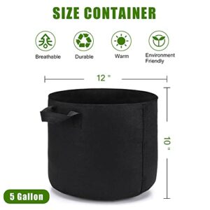 OPPOLIFE 12-Pack 5 Gallon Plant Grow Bags, Heavy Duty Aeration Fabric Pots with Handles for Garden and Planting