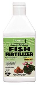 harris organic plant and lawn fertilizer, hydrolyzed liquid fish fertilizer emulsion great for tomatoes and vegetables, 3-3-0.3, 32oz (32oz (quart))
