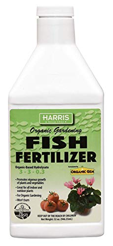 HARRIS Organic Plant and Lawn Fertilizer, Hydrolyzed Liquid Fish Fertilizer Emulsion Great for Tomatoes and Vegetables, 3-3-0.3, 32oz (32oz (Quart))