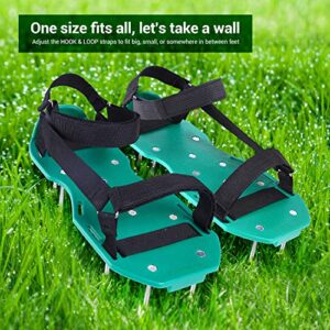 Ohuhu Lawn Aerator Shoes with Stainless Steel Shovel, Free-Installation Aerating Shoe with Hook & Loop Straps, Heavy Duty Spiked Aerating Sandals, One-Size-Fits-All for Yard Patio Garden Grass Lawn