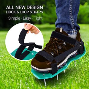 Ohuhu Lawn Aerator Shoes with Stainless Steel Shovel, Free-Installation Aerating Shoe with Hook & Loop Straps, Heavy Duty Spiked Aerating Sandals, One-Size-Fits-All for Yard Patio Garden Grass Lawn