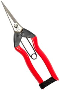 ranshou garden shears 7.2” sharp japanese stainless steel blade, precision pointed hand garden scissors for trimming, harvesting, spring loaded lightweight gardening snips, made in japan