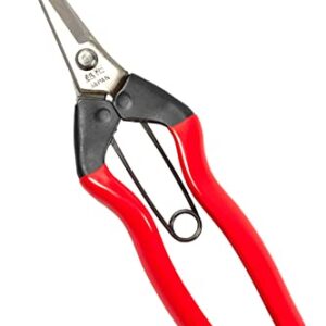 RANSHOU Garden Shears 7.2” Sharp Japanese Stainless Steel Blade, Precision Pointed Hand Garden Scissors for Trimming, Harvesting, Spring Loaded Lightweight Gardening Snips, Made in JAPAN