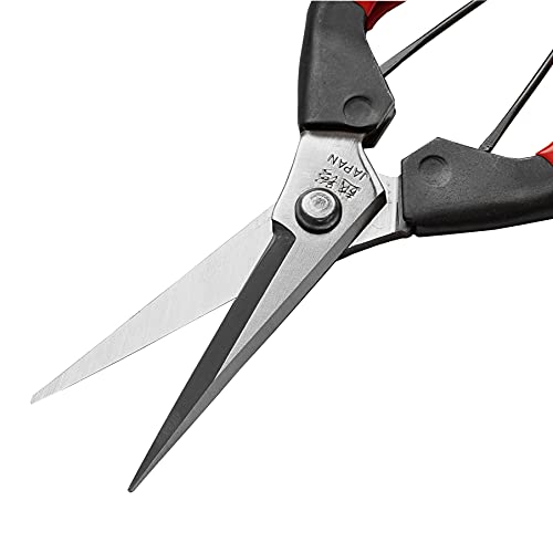 RANSHOU Garden Shears 7.2” Sharp Japanese Stainless Steel Blade, Precision Pointed Hand Garden Scissors for Trimming, Harvesting, Spring Loaded Lightweight Gardening Snips, Made in JAPAN