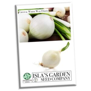crystal white wax onion seeds, 500+ heirloom seeds per packet, (isla’s garden seeds), non gmo seeds, botanical name: allium cepa