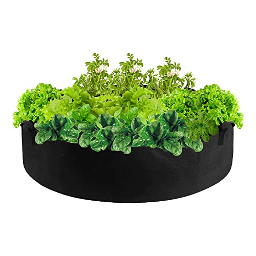 Planter Garden Bed Bag,Round Fabric Flower Raised Bed Garden Grow Bags Fabric Pots Breathable Planting Container for Herb Flower Vegetable Plants (100Gallon-47x47x11.81inch)