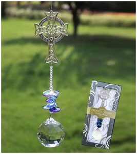 rosleanny celtic cross hanging decor christmas ornaments crystals prisms sun catcher for window garden decor yard decor patio decor birthday gifts for friend & family