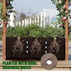 AMERLIFE Wood Planter with Trellis Raised Garden Bed 71 Inch Height 2 Side Trellis Privacy Fence, Flower Vine Climbing Planters Outdoor Indoor Patio Gardening