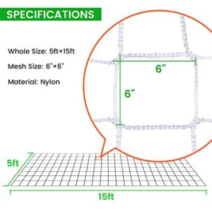 HOMEANING 5 x 15ft,1 Pack White Garden Trellis Netting,Heavy-Duty Polyester Grow Net, Plant Netting for Climbing Plants Outdoor,Vegetables, Fruits, and Flowers