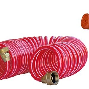 TABOR TOOLS Coil Garden Hose, 25 Feet Retractable Recoil Watering Hose with 8-Pattern Spray Nozzle, Corrosion Resistant 3/4 Inch Solid Brass Connectors, Lightweight and Durable. WK25A. (25 Feet)