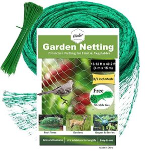hselar best bird netting – protect plants and fruit trees from birds and wildlife – 13.12ft x 49.2ft bird netting with 50 pcs nylon cable ties – reusable instantly (large size)