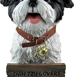 DWK Front Porch Dog Outdoor Welcome Sign Decorative Statue | Cute Dog Welcome Sign for Front Porch Standing | Decorative Garden Statues - Shih Tzu