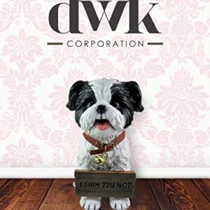 DWK Front Porch Dog Outdoor Welcome Sign Decorative Statue | Cute Dog Welcome Sign for Front Porch Standing | Decorative Garden Statues - Shih Tzu