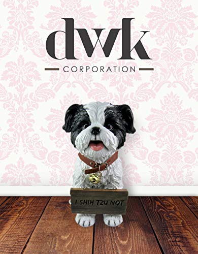 DWK Front Porch Dog Outdoor Welcome Sign Decorative Statue | Cute Dog Welcome Sign for Front Porch Standing | Decorative Garden Statues - Shih Tzu