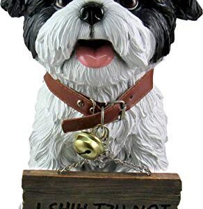 DWK Front Porch Dog Outdoor Welcome Sign Decorative Statue | Cute Dog Welcome Sign for Front Porch Standing | Decorative Garden Statues - Shih Tzu