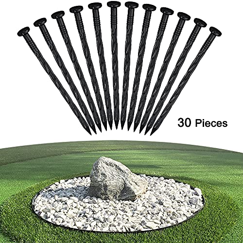 30 Pcs Spiral Landscape Anchoring Spikes, 8 Inch Landscaping Fabric Edging Stakes Plastic Edging Nails Nylon Garden Lawn Yard Spikes