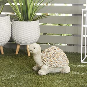 deco 79 polystone turtle indoor outdoor garden sculpture with stone mosaic design, 14″ x 11″ x 10″, white
