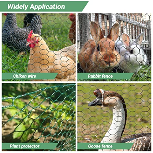 Chicken Wire Fence for Craft,13.78 x 118 Inch Lightweight Galvanized Hexagonal Chicken Wire Netting, Chicken Wire Mesh for Garden Poultry, Floral Chicken Wire Fencing with Gloves, Wire Ties and Plier