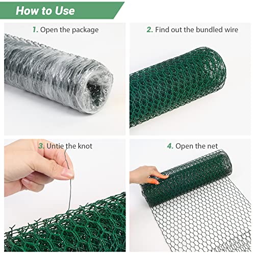 Chicken Wire Fence for Craft,13.78 x 118 Inch Lightweight Galvanized Hexagonal Chicken Wire Netting, Chicken Wire Mesh for Garden Poultry, Floral Chicken Wire Fencing with Gloves, Wire Ties and Plier