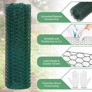 Chicken Wire Fence for Craft,13.78 x 118 Inch Lightweight Galvanized Hexagonal Chicken Wire Netting, Chicken Wire Mesh for Garden Poultry, Floral Chicken Wire Fencing with Gloves, Wire Ties and Plier