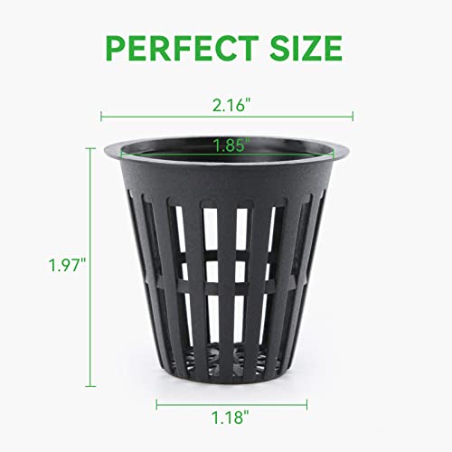 GROWNEER 100 Packs 2 Inch Garden Slotted Mesh Net Cups, Heavy Duty Net Pots with 50Pcs Plant Labels, Wide Lip Bucket Basket for Hydroponics