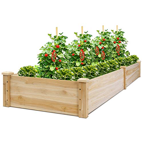 Giantex Raised Garden Bed Wood Planter Box Elevated Planting Container for Vegetable Flower Planter Raised Beds Outdoor Garden Bed for Backyard Patio Lawn Balcony Easy Assembly 97"x25"x10"