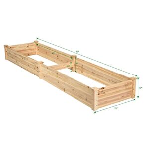 Giantex Raised Garden Bed Wood Planter Box Elevated Planting Container for Vegetable Flower Planter Raised Beds Outdoor Garden Bed for Backyard Patio Lawn Balcony Easy Assembly 97"x25"x10"