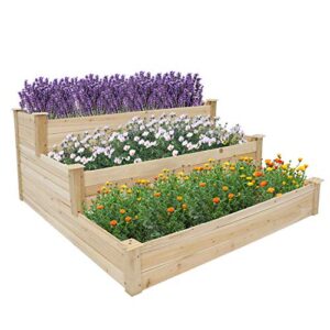 KINTNESS 3 Tier Raised Garden Bed Cedar Elevated Garden Bed Kit for Growing Vegetables Flowers Herb Box Outdoor Indoor …