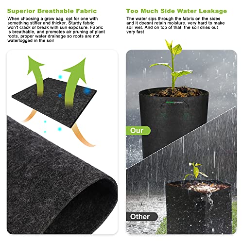 Growpropel 7 US Gallon 8 Pack Tall Grow Bags for Vegetables, Heavy Duty Nonwoven Aeration Fabric Deep Grow Pots with Handles