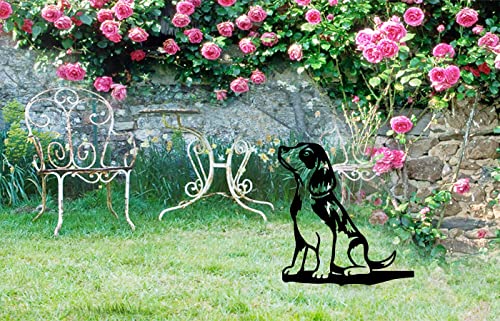 DIYBravo Yard Garden Outdoor Metal Art Dog Silhouette Decoration, Steel Dogs Statue, Metal Hanging Branch Art for Tree Wall Window Backyard Garden Outdoor Decor, Adorable Ornament Gift (Beagle)
