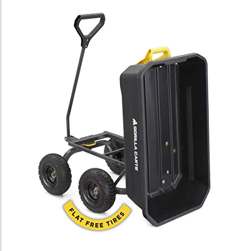 Gorilla Carts 4GCG-NF 4 Cu. Ft. Poly Garden Dump Cart with No-Flat Tires, Black (Amazon Exclusive)