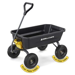 Gorilla Carts 4GCG-NF 4 Cu. Ft. Poly Garden Dump Cart with No-Flat Tires, Black (Amazon Exclusive)