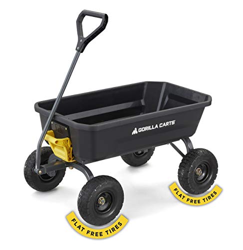 Gorilla Carts 4GCG-NF 4 Cu. Ft. Poly Garden Dump Cart with No-Flat Tires, Black (Amazon Exclusive)