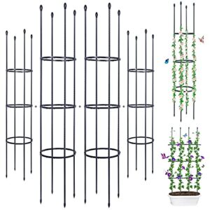 garden trellis 4 pack 60″ tomato cagetall plant support climbing vines flowers stands,plant cages & supports for vines crop vegetable, flowers,potted plants,with 60pcs plant clips