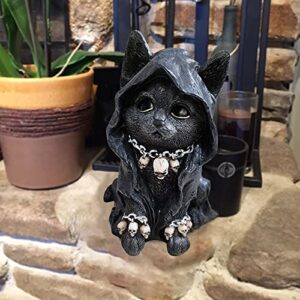 qzfsl black cat sculpture gargoyle figurine magic hat kitten for cute halloween decor & garden statues gnome as patio statue lawn yard art decoration housewarming garden