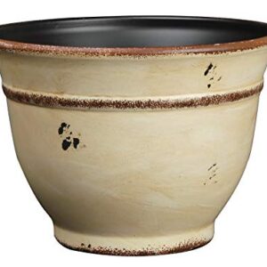 Classic Home & Garden 10512D 532R 12" Alena Planter, Vintage Ivory Enamel