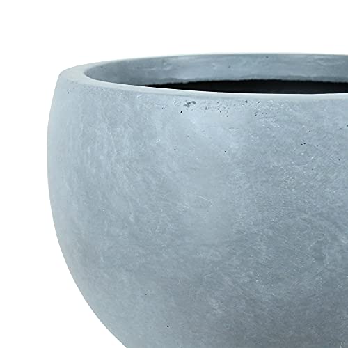 Kante 12" D Lightweight Concrete Outdoor Round Bowl Planter, Outdoor/Indoor Large Planters Pots with Drainage Hole for Garden Patio Balcony Deck Living Room, Slate Gray
